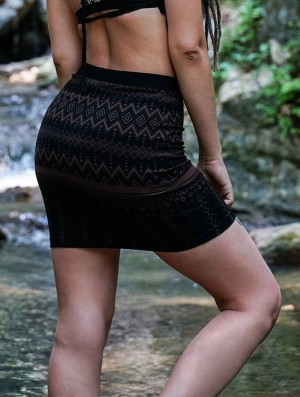 Toonzshop Ilmarë Aztec Printed Mini Skirt Rock Damen Schwarz | 1750RZGNE