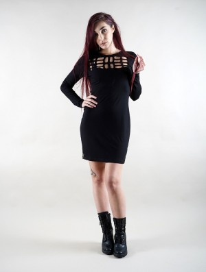 Toonzshop Irian Jaya Long Sleeve Dress Kleid Damen Schwarz | 6293YBMCW