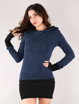 Toonzshop Janjira Pullover Pullover Damen Blau Schwarz | 2139MLWQC