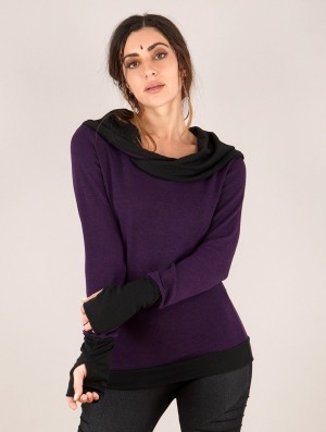 Toonzshop Janjira Pullover Pullover Damen Lila Schwarz | 3561HUPQD