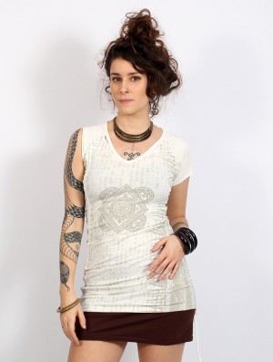 Toonzshop Jaya Tunic Top Oberteile Damen Offwhite | 8160YAZFO
