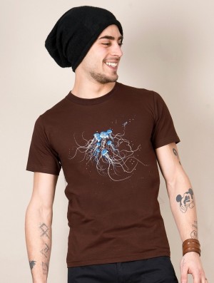Toonzshop Jellyfish Printed Short Sleeve T-shirt T-Shirt Herren Braun | 3486ZEHTB