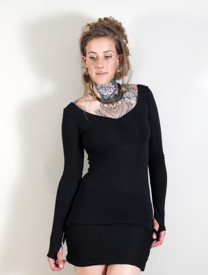 Toonzshop Jäleeya Long Sleeved Top Oberteile Damen Schwarz | 2495VRFJO