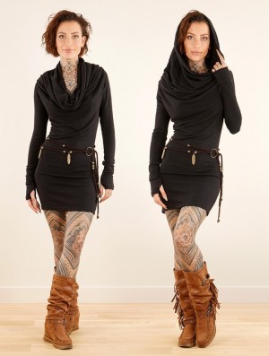 Toonzshop Kali Cowl Neck Sweater Dress Kleid Damen Schwarz | 6147VFMJT