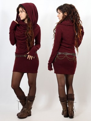 Toonzshop Kali Cowl Neck Sweater Dress Kleid Damen Wine | 9730MWAEQ