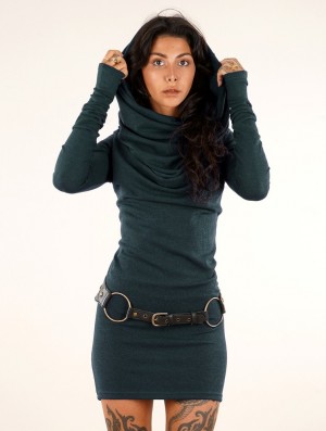 Toonzshop Kali Cowl Neck Sweater Dress Kleid Damen Teal | 5321GZKDC