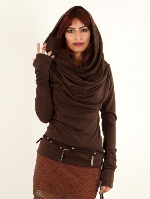 Toonzshop Kali Cowl Neck Sweater Pullover Damen Braun | 2543WMAXU