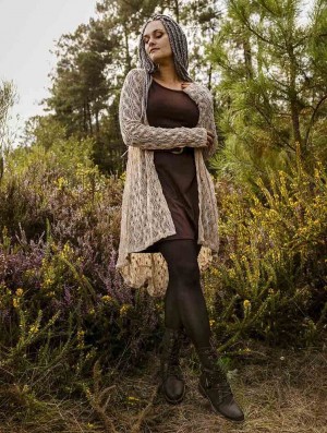 Toonzshop Kalyäa Crochet Cardigan Strickjacke Damen Beige | 3049OTSHU