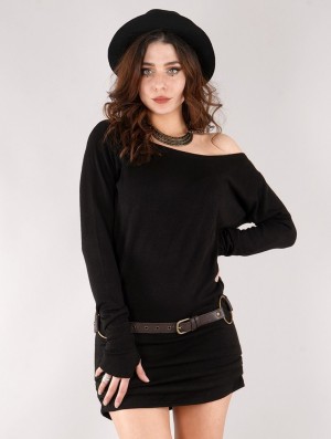 Toonzshop Kayäaz Batwing Sleeve Sweater Dress Kleid Damen Schwarz | 7134GKPZO
