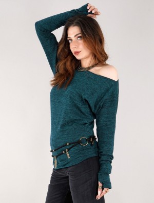 Toonzshop Kayäaz Batwing Sleeve Sweater Pullover Damen Blau | 4869QPDHO