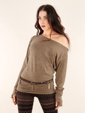 Toonzshop Kayäaz Batwing Sleeve Sweater Pullover Damen Beige | 0327PTVBY
