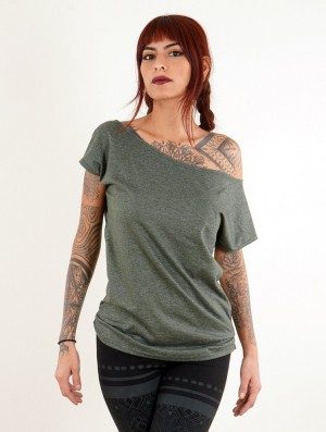 Toonzshop Kayäazü Boat Neck Loose T-shirt T-Shirt Damen Grün | 5923ZFDOC