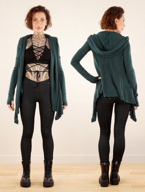 Toonzshop Lakyäa Hooded Knit Cardigan Strickjacke Damen Blau | 0893NHILZ