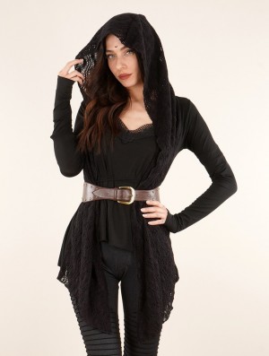 Toonzshop Lakyäa Rmx Bi-material Cardigan Strickjacke Damen Schwarz | 8491NFZJR