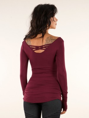 Toonzshop Layläa Long Sleeve Reversible Top Oberteile Damen Wine | 0356ZJGCP