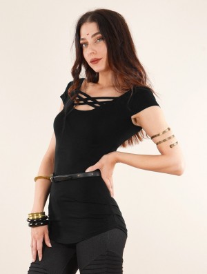 Toonzshop Layläa Short Sleeve Reversible Top Oberteile Damen Schwarz | 9658VNRHJ