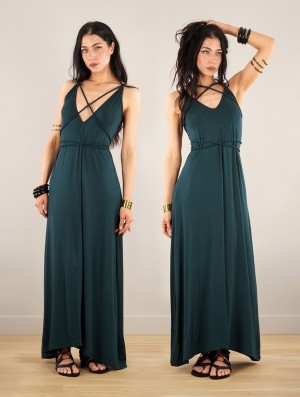 Toonzshop Lazüli Loose And Reversible Strappy Long Dress Kleid Damen Pfauen | 7834AWLRK