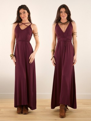 Toonzshop Lazüli Loose And Reversible Strappy Long Dress Kleid Damen Wine | 1968USPOR