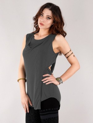 Toonzshop Leigha Loose Sleeveless Top Oberteile Damen Dunkelgrau | 5724IWSGP