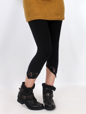 Toonzshop Lï-kaz Short Pointy Leggings With Lace Leggings Damen Schwarz | 5940UNKJP