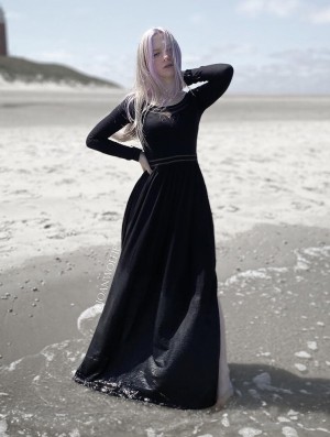 Toonzshop Lotus Artanis Long Sleeve Long Dress Dress Kleid Damen Schwarz | 3952JABCO