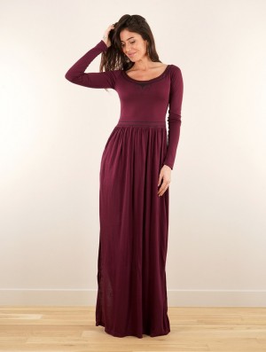 Toonzshop Lotus Artanis Long Sleeve Long Dress Dress Kleid Damen Wine | 1369QOJZD