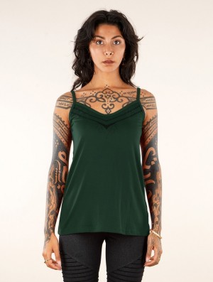 Toonzshop Lotus Ciryandil Printed Shoulder Strap Top Oberteile Damen Pfauen | 8013TRVJS