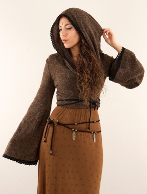 Toonzshop Luna Moth Wrap-over Pullover Bolero Pullover Damen Braun | 3712LZMDK
