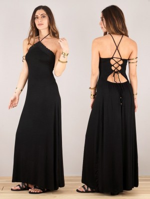 Toonzshop Lüune Sleeveless Long Dress Kleid Damen Schwarz | 8215IOWFD