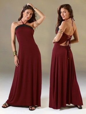 Toonzshop Lüune Sleeveless Long Dress Kleid Damen Wine | 9603CSOBM