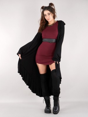 Toonzshop Lupinus Hooded Long Cardigan Strickjacke Damen Schwarz | 4208LMVFQ