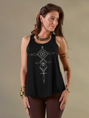 Toonzshop Luunja Printed Tank Top Tanktop Damen Schwarz Silber | 3241UKVYN