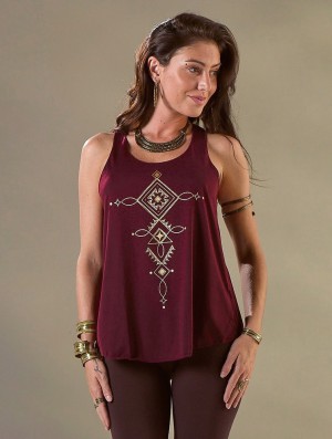 Toonzshop Luunja Printed Tank Top Tanktop Damen Gold | 1476AEFHG