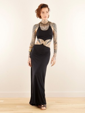 Toonzshop Luwak Bare Back Strappy Long Dress Kleid Damen Schwarz | 3208RIJNK