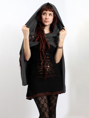 Toonzshop Magik Hooded Cape Ponchos Damen Dunkelgrau | 7845DRUFJ