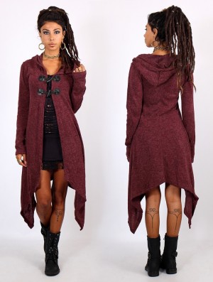 Toonzshop Makshi Cardigan Strickjacke Damen Wine | 3156JCSOY