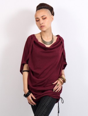 Toonzshop Mandlu Tunic Top Oberteile Damen Dunkelrot | 8513QABUW