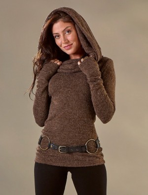 Toonzshop Mantra Big Collar Sweater Pullover Damen Braun | 3197XMDZI
