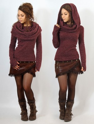 Toonzshop Mantra Big Collar Sweater Pullover Damen Wine | 1820QGCWZ