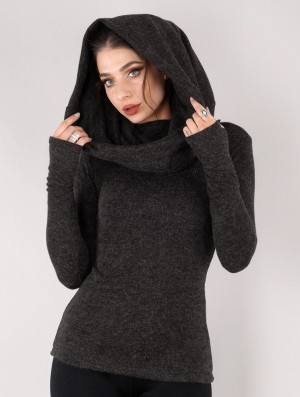 Toonzshop Mantra Big Collar Sweater Pullover Damen Dunkelgrau | 4372LAYGF