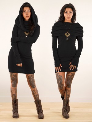 Toonzshop Mantra Sweater Dress Kleid Damen Schwarz | 1453QBYXE