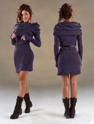 Toonzshop Mantra Sweater Dress Kleid Damen Lila | 3987XNSJC