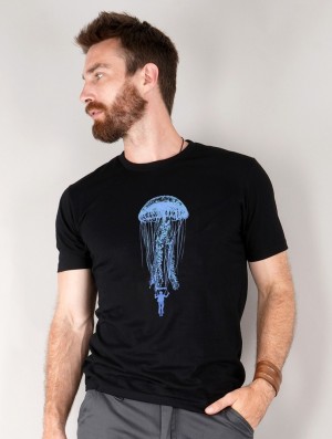 Toonzshop Medusa Parachute Printed Short Sleeve T-shirt T-Shirt Herren Schwarz | 1742HEGOP
