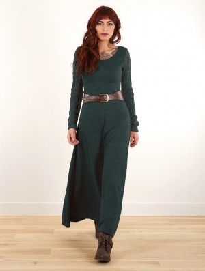 Toonzshop Melisandre Crochet Long Sleeve Long Sweater Dress Kleid Damen Blau | 5169VLUBD