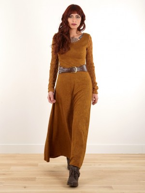 Toonzshop Melisandre Crochet Long Sleeve Long Sweater Dress Kleid Damen Rusty | 6190SDZUT