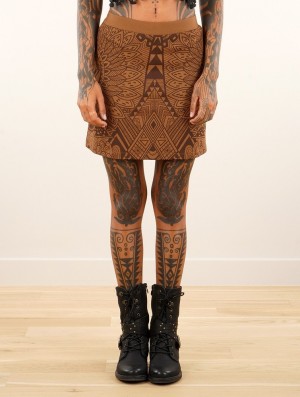 Toonzshop Minthara Africa Printed Mini Skirt Rock Damen Caramel | 1365UTPYM