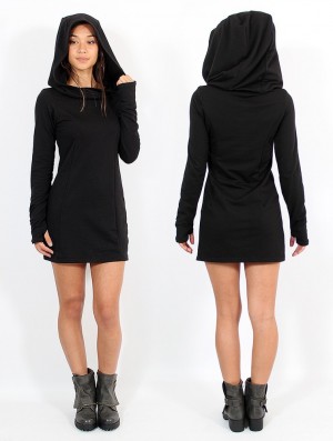 Toonzshop Myäa Sweatshirt Dress Kleid Damen Schwarz | 5876INEMD
