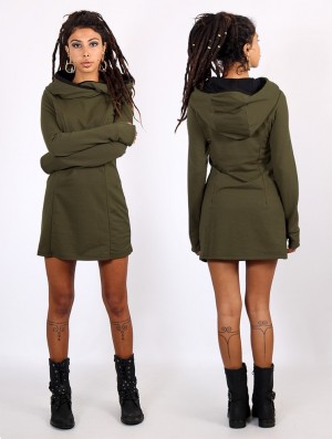 Toonzshop Myäa Sweatshirt Dress Kleid Damen Grün | 8365TGPZO