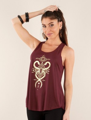 Toonzshop Naakini Printed Tank Top Tanktop Damen Gold | 0538ELKGW