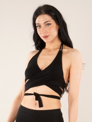 Toonzshop Nahri Crop Top Bra With Deep Halter Neckline BHs Damen Schwarz | 8065YXTFS